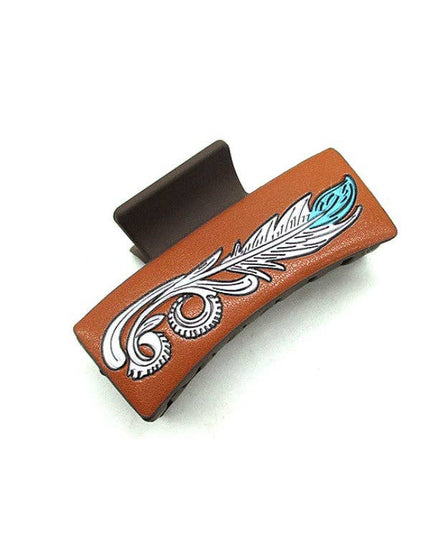 WESTERN FEATHER DESIGN HAIR CLAW