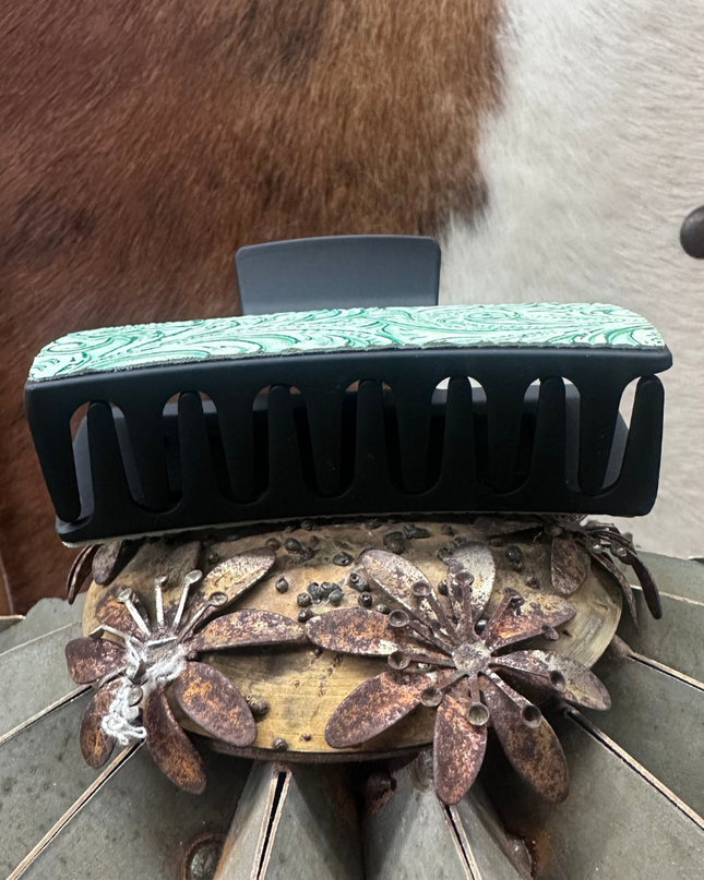 Cowgirl Tooled Hair Clip - Black