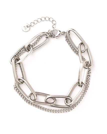 18K STAINLESS STEEL LAYERED PAPERCLIP BRACELET