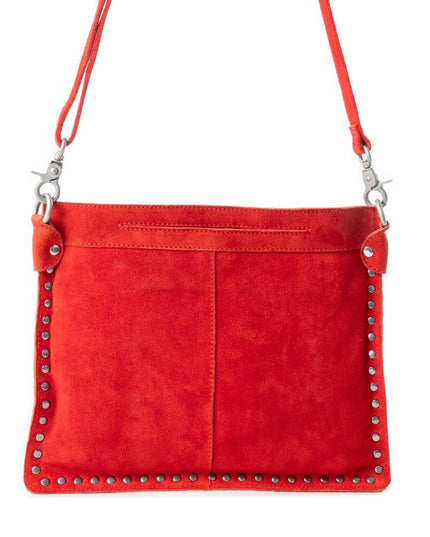 Texas Rose Western Embroidered Leather Bag in Scarlet Red