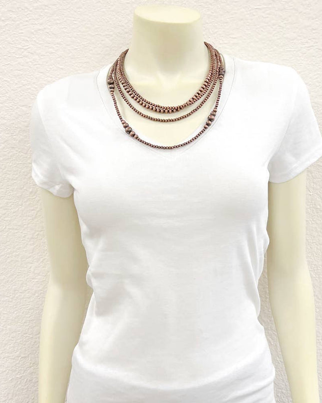 736975, Handmade 22" Copper Navajo Bead Necklace