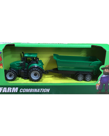 Farm Tractor and Wagon Vehicle Set in Open Window Box