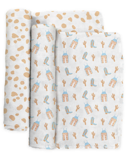 Swaddle Blanket Set Howdy Partner Blue