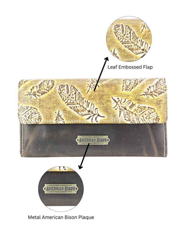 Women’s Brown Leaf Embossed Clutch ABLW 18-2544