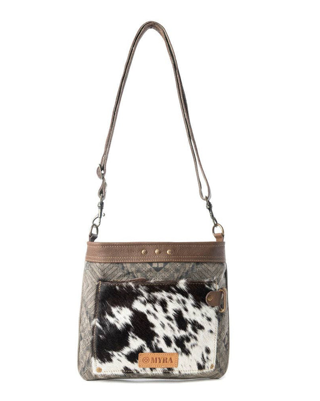 Aztec Hide Western Crossbody Bag for Women in olive with hairon detail