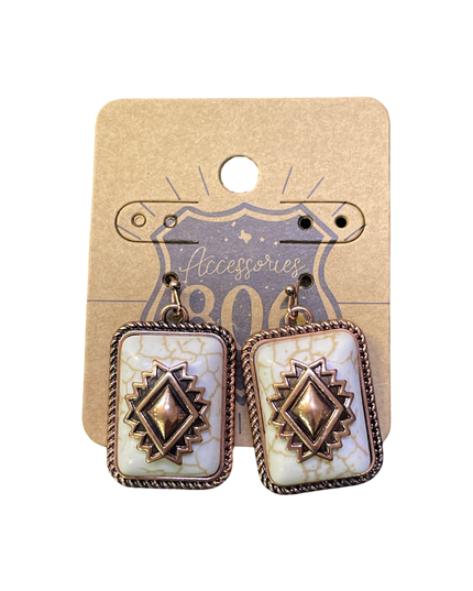 Rectangle aztec stone earring - LC