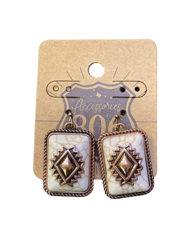 Rectangle aztec stone earring - LC
