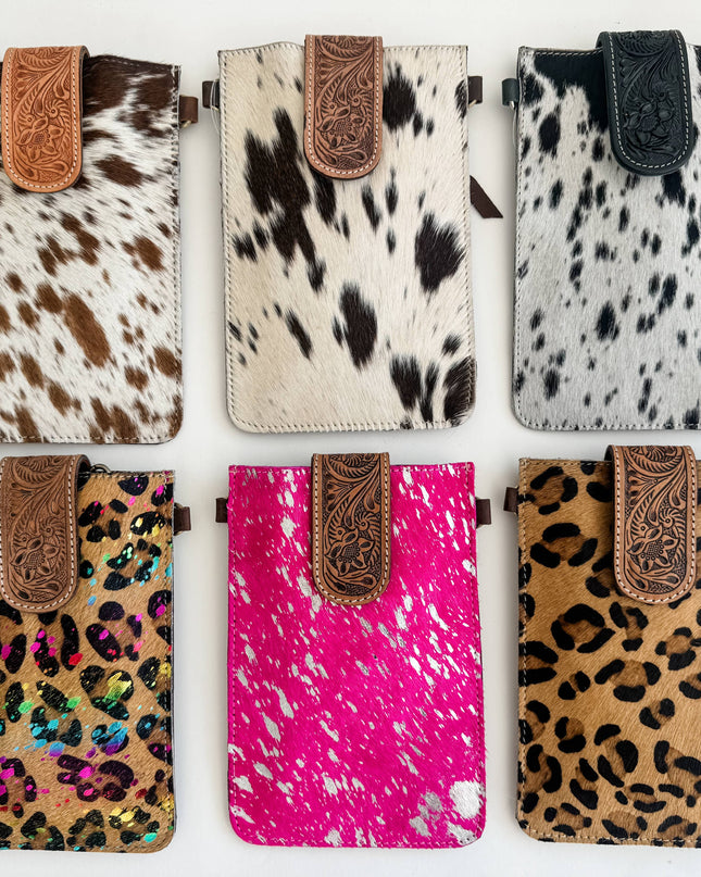 HAYDEE PHONE CROSSBODY mobile Western Tooled Leather Cowhide