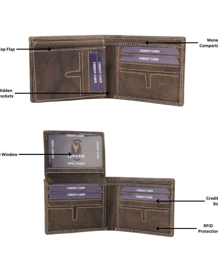 American Bison Oil Pull Up Top Flap Bifold 15729