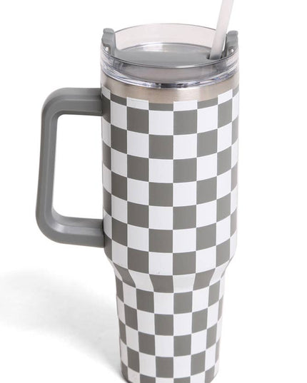 Checkered 40oz Handle Tumbler