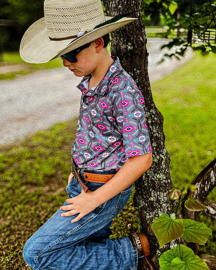 Youth Southwestern Neon Polo