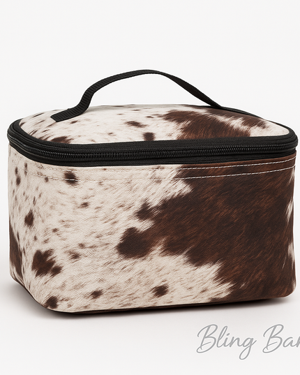 Hide Away Makeup Case — Western Cowhide Travel Organizer