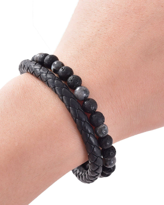 Lava Bracelet | Men's Natural Stone Leather Bracelet