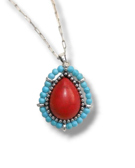 Seeded And Beaded Western Love Teardrop Chain Necklace