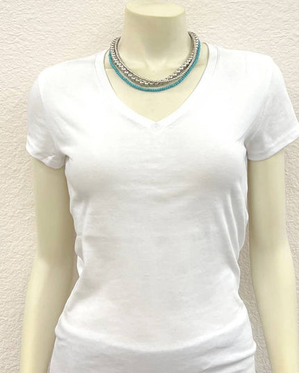 737783, 16" Handmade Silver Navajo Bead Necklace