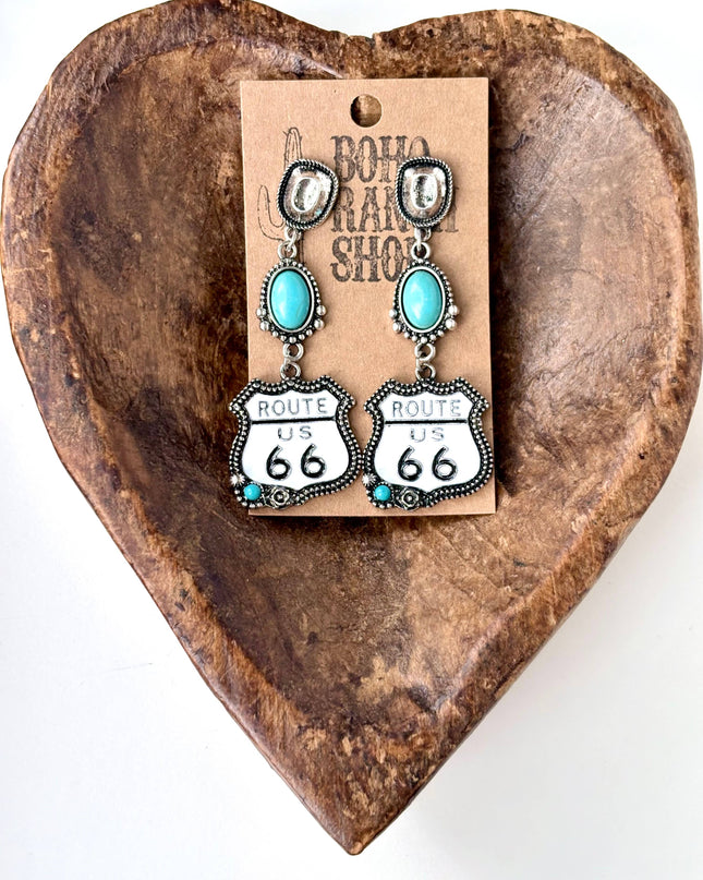 3 Tier Western Style Turquoise Stone Post Drop Earrings