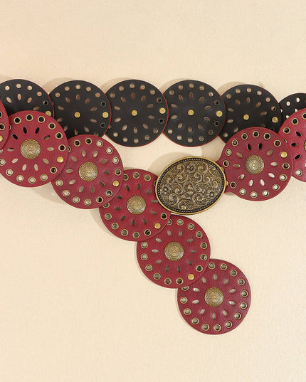 Studded Oval Disc Snap Y Shape Punk Belt | 40BT658