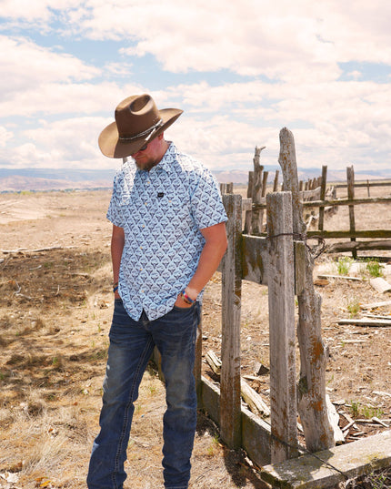Prairie Ghost Rowdy Shirt | Light Blue Buffalo Pearl Snap