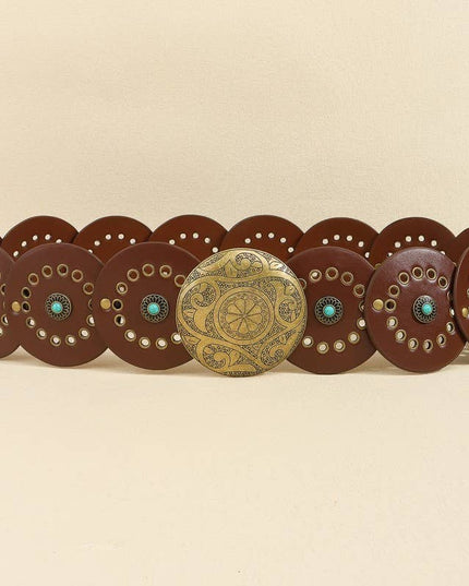 Studded Circular Disc Snap Y Shape Punk Belt | 40BT657