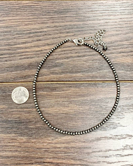734532, 15" Handmade 4mm Navajo Bead Necklace