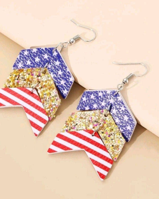 Red, White and Glitter Earrings