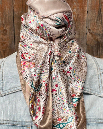 35X35"  Tan Floral Wild Rag/Scarf WR3421