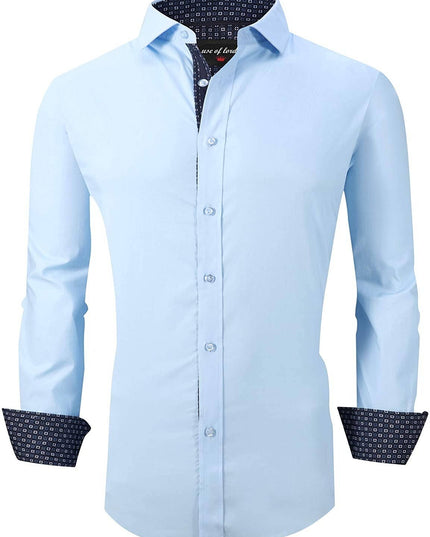 Mens Dress Shirts Long Sleeve Regular Fit Button Shirts-100