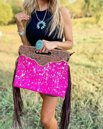 The Maggie Cowhide Leather Crossbody + Back zippered pockets