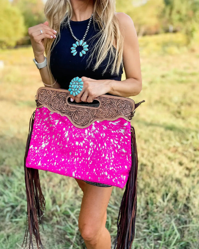 The Maggie Cowhide Leather Crossbody + Back zippered pockets