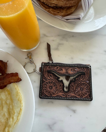 Longhorn Freebird Western Cowhide Leather Keychain Wallet