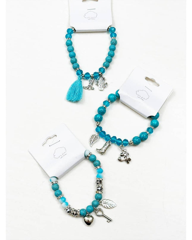 Western Boho Mix Charms Turquoise Theme Bracelets