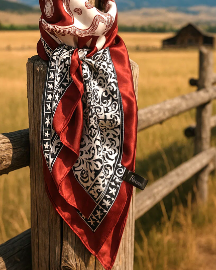 35X35"  Wine Red/Cream Paisley Wild Rag/Scarf WR687