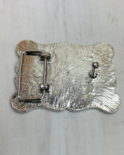 BLT250120-01              Silver metal with clear AB crystal REDEO Belt Buckle