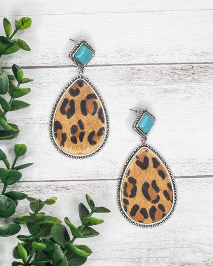 Diva Like Dolly Leopard Teardrop Stud Earrings