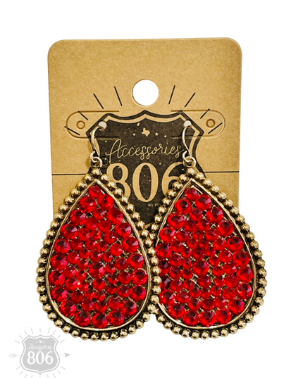 Rhinestone filled teardrop earring - LC