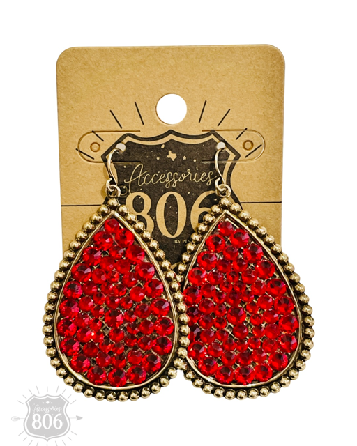 Rhinestone filled teardrop earring - LC