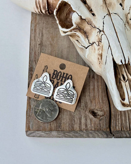 Western Style Aztec Stitch Ear Tag Stud Earrings