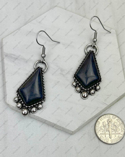 CER240805-05-SILVER-BLUE          Silver metal with blue turquoise stone Earrings