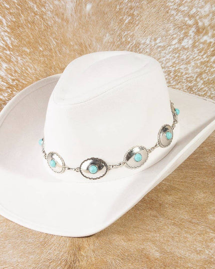 Turquoise Western Concho Chain Cowboy Hat