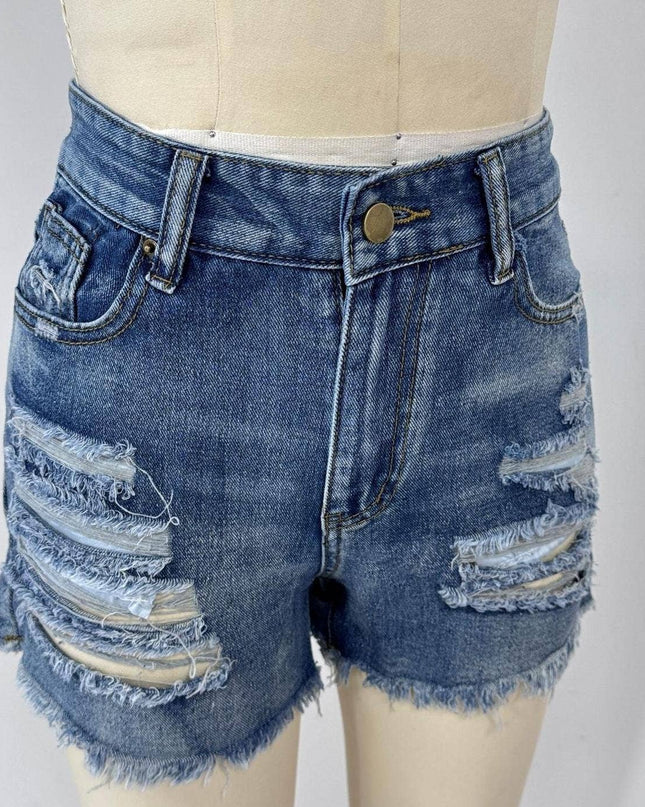 Summer Ripped Frayed Denim Shorts
