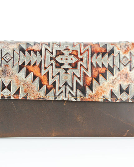 Women’s Rustic Brown Orange Aztec Clutch ABLW 18-2537