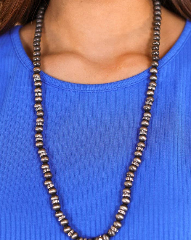 Stop and Stare Silver Beaded Necklace