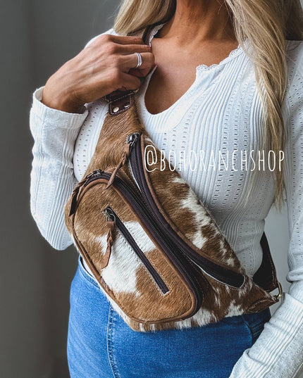 Western Hairon Cowhide Fanny Pack - bum bag sling bag