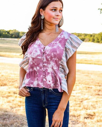 Ruffled Crop Top, Pink
