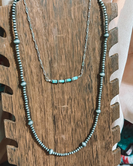 Western Faux Silver Navajo Pearl 4mm 8mm Necklace