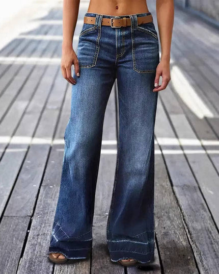 Vintage Washed High Waist Wide Leg Denim Jeans