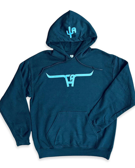 Turquoise "CA Longhorn" - Black Adult Hoodie (2024)
