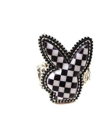 CHECKER BOARD BUNNY STRETCH RING
