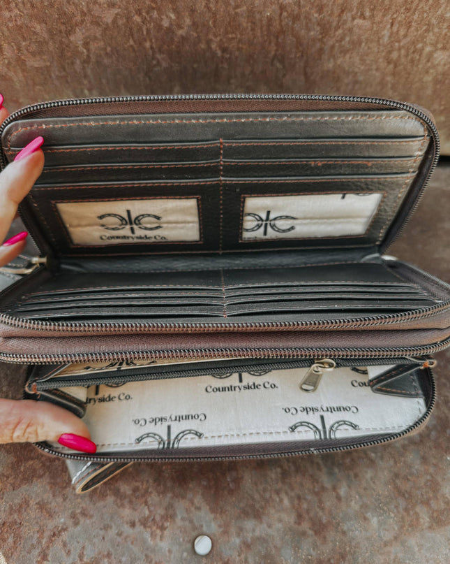 Boot Stitch Leather Wallet Wristlet