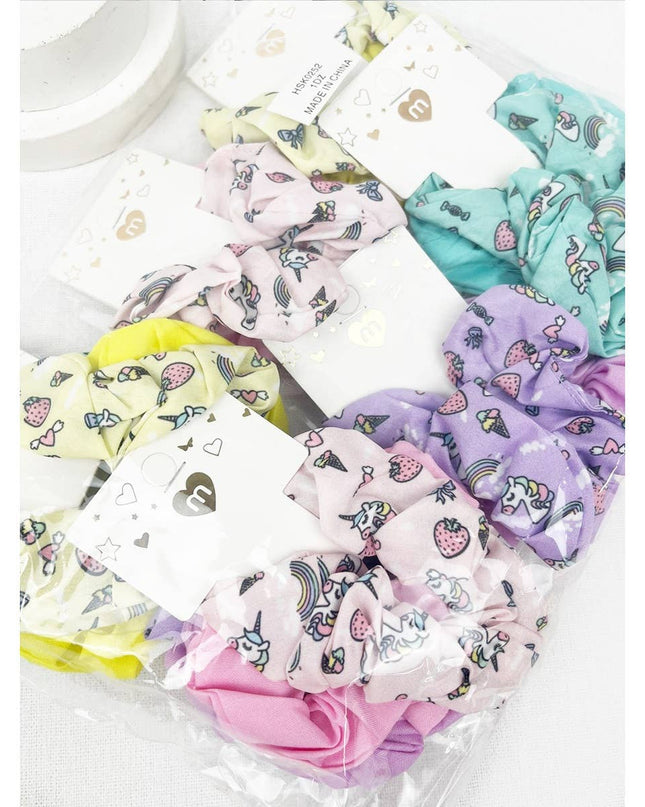 Unicorn Printed Kids Scunchie Set